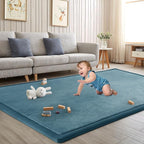 Baby Play Mat for Floor Tummy Time Nursery Rug Muscle Area Rug Playroom Rug Tatami 50 * 50" Memory Foam 1.3" Thick Crawling Mat For Babies,Toddlers, Infants, Kids,Floor Mat(Green)