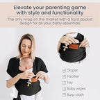 Baby Wrap Carrier - Premium Cotton Baby Carrier Wrap for Newborn to Toddler- Infant Carrier- Baby Holder One Size Fits All with Front Pocket (Black) by Max&so