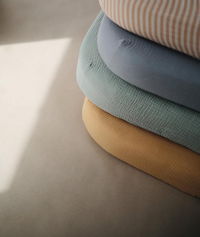 mushie Extra Soft Muslin Fitted Crib Sheet | 192 Thread Count | 28"x 52" (Fall Yellow)