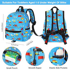 Accmor Toddler Backpack with Leash, Baby Backpacks with Anti Lost Wrist Link, Cute Mini Kids Backpack Leash Walking Harness for Travel, Small Excavator Backpack Tether for Boys Girls 1-3 (Light Blue)