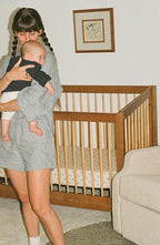 Oilo Crib Sheet, Breathable, Fitted, Organic Cotton Jersey, 300-Thread, Machine Wash, Fits Standard Crib (28" x 52" x 6"), Toddler Bedding, Heirloom Organic Collection, Mushroom