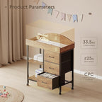 Changing Table Dresser, Baby Dresser with 3 Fabric Drawers and 2 Shelves, Multi-Functional Baby Changing Table with Pad, Classic Nursery Dresser, Diaper Changing Station, Rustic Brown