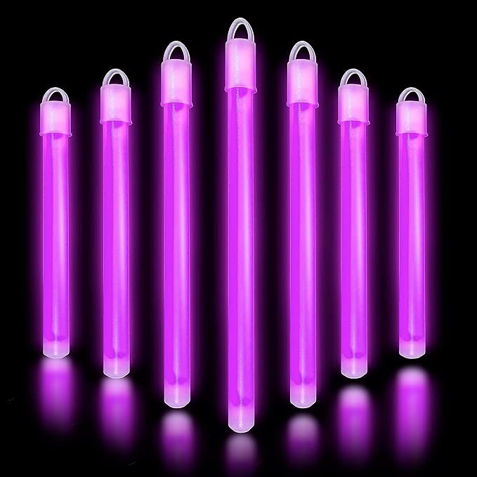Glow Fever Glow in The Dark Sticks - 100 ct 6" Glow Sticks Bulk Party Pack with End Caps & Lanyards - Glow Party Favors for Concert, Festival, & Wedding Neon Light Sticks by Party Dragon, Purple