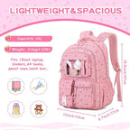 Corduroy Backpack Kids Backpack for Girls School Bags for Middle School Students Book Bag for Elementary Primary Kawaii Ita Backpack, Pink Strawberry
