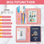 Melsbrinna Rfid Passport Holder for Travel women/Men, Cute Passport Wallet Rfid Blocking Card Slots, Rfid Passport Cover/CaseTravel Wallet, Passport Book Holder (1, Pink3)