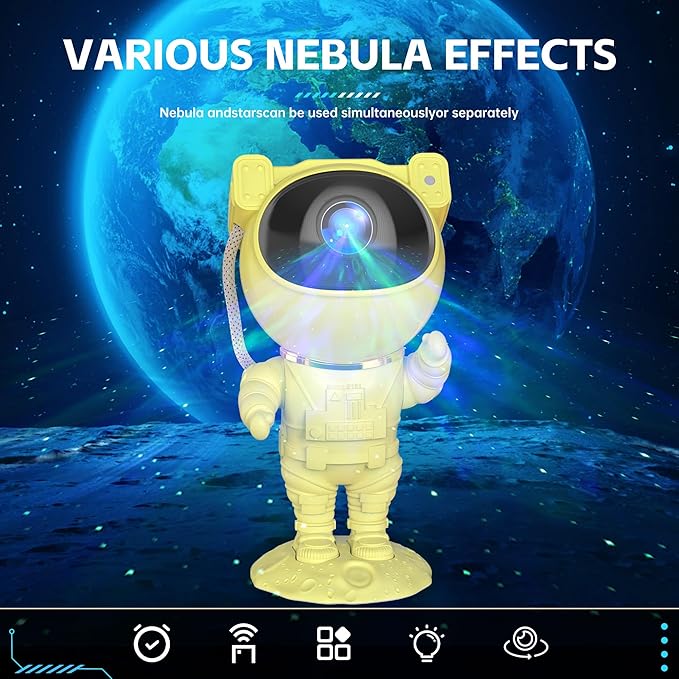 SFOUR Astronaut Galaxy Projector Night Light，Lights for Bedroom,Kids Room Decor Aesthetic, Adjustable Head Angle,Gift for Kids Adults Home Party Ceiling Decor，Christmas Gift