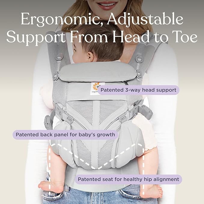 Ergobaby Omni Classic Baby Carrier Newborn to Toddler - Breathable Baby Carriers for Summer - All-Position Carrier with Lumbar Support (7-45 Pounds), Mesh, Soft Olive Diamond