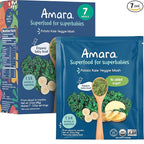 Amara Organic Baby Food - Stage 2 - Kale Potato - Baby Cereal to Mix With Breastmilk, Water or Baby Formula - Shelf Stable Baby Food Made from Organic Fruit and Veggies - 7 Pouches, 3.5oz Per Serving