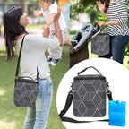 Breastmilk Cooler Bag with Ice Pack Fits 4 Baby Bottles Up to 9 Ounce Insulated Baby Bottle Bag Breast Milk Cooler on The Go with Strap Baby Bottle Cooler Bag for Nursing Mom Daycare or Travel