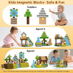 Magnetic Blocks, Magnetic Building Blocks 100pcs Gryxpox-STEM Toys for Kids Ages 3+, Magnet Tiles with Forest Animals Blocks Set, Educational Sensory Toys for Toddlers, Boys & Girls–Creative Game Gift