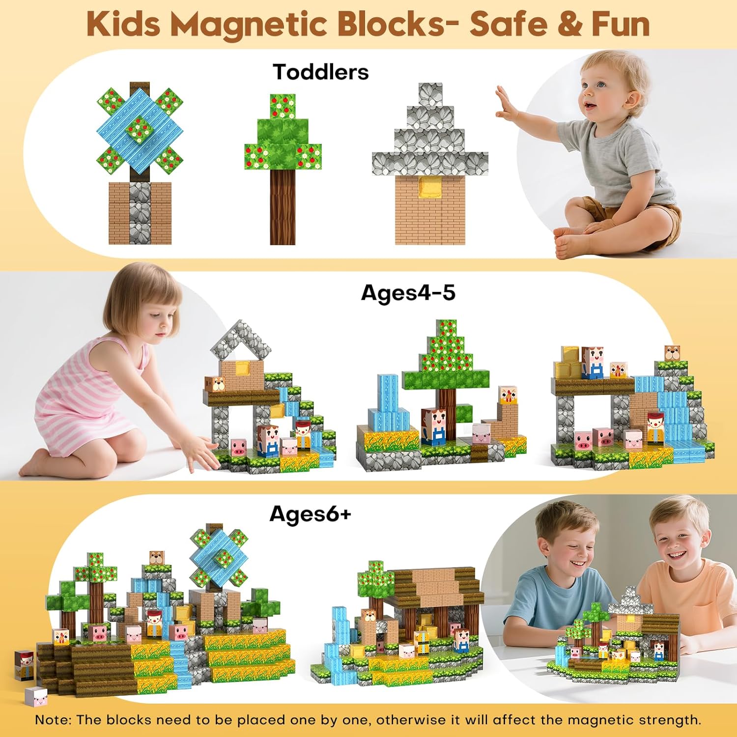 Magnetic Blocks, Magnetic Building Blocks 100pcs Gryxpox-STEM Toys for Kids Ages 3+, Magnet Tiles with Forest Animals Blocks Set, Educational Sensory Toys for Toddlers, Boys & Girls–Creative Game Gift