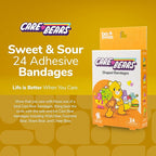 BioSwiss Care Bears Bandages, Sweet and Sour Care Bear Shaped Self Adhesive Bandage, Latex Free Sterile Wound Care, Fun First Aid Kit Supplies for Kids, 24 Count