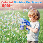 EagleStone 2 Bubble Guns Machine for Kids,8 Hole Light Up Bubble Maker with 4 Refill Solution and 10 Bubble Concentrate for Toddlers,Party Favors Birthday Fun Gifts for Girl Boy Outdoor Toy
