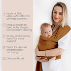 Baby Wrap Carrier - Premium Cotton Baby Carrier Wrap for Newborn to Toddler- Infant Carrier- Baby Holder One Size Fits All with Front Pocket by Max&so