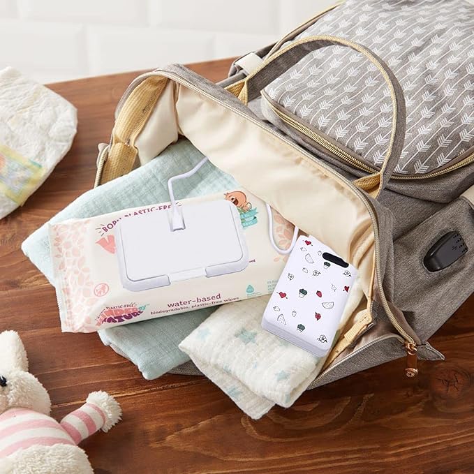 Lulyboo Compact Baby Wipe Warmer with Constant Temperature & Double Layer Cover - Portable USB Diaper Wipe Dispenser for Home, Car & Travel, Keeps Wipes Moist & Warm, Large Capacity, Baby Care Gift