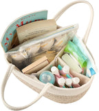 Diaper Caddy Organizer, Empty Gift Basket for Newborn Essentials, Baby Storage Basket, Stylish Gift Bag for Baby Shower, Boys and Girls – Small, White and Beige Brown