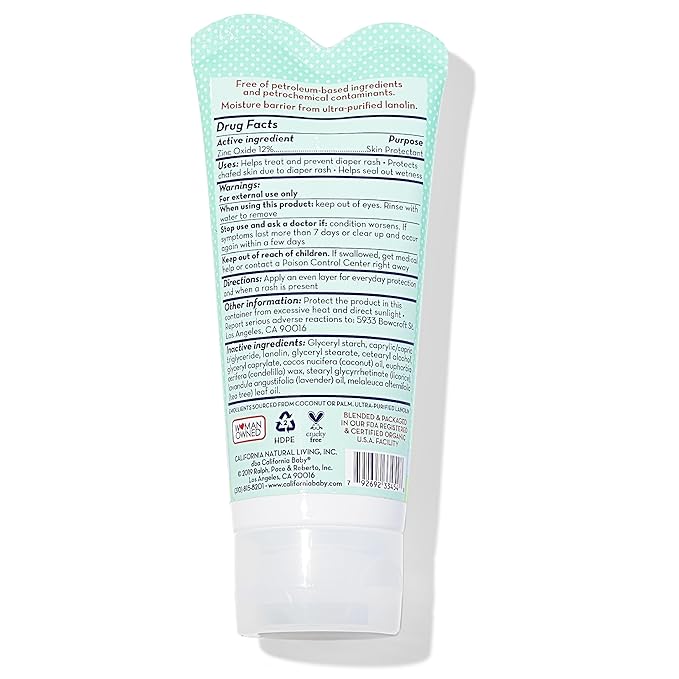 California Baby Calming Diaper Rash Cream | 100% Bio-Based | Zinc Oxide Ointment | Lavender Scented Diaper Cream | Cloth Diapers Safe | 82 g / 2.9 oz.