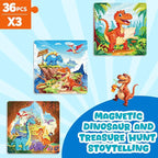 Magnetic Jigsaw Puzzles for Toddlers Kids 3-8 Boys,(3 36-Pieces) Travel Puzzles Toys for Kids Ages 4-6,Take-Along Car Airplane Road Trip Activities Game for 3 4 5 6 7 8 Year Old Birthday Gift