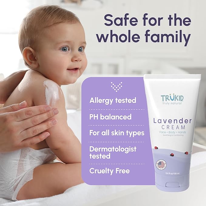 TruKid Lavender Bubble Podz, Baby Cream & Bubble Glove Set – Soothing Bath and Skincare Bundle for Kids