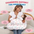 Nursing Pillow for Breastfeeding, Breastfeeding Essentials for Newborn, More Support for Mom and Baby, with Adjustable Waist Strap and Removable Cotton Cover (Black)