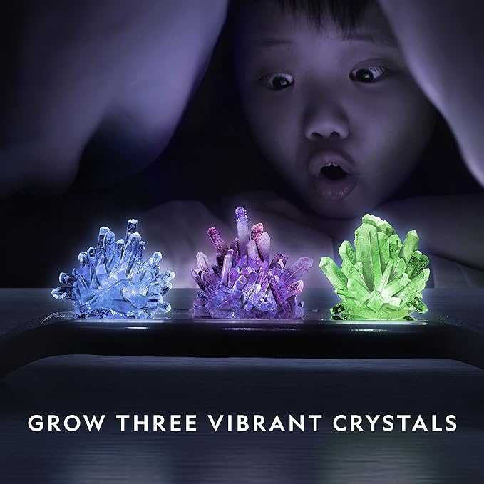 National Geographic Crystal Growing Kit - 3 Vibrant Colored Crystals to Grow with Light-Up Display Stand, Science Toy for Girls and Boys Ages 8-12, Includes 3 Gems, Cool STEM Gift (Amazon Exclusive)