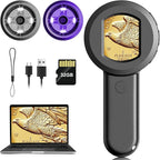 Pocket Digital Microscope for Adults Kids: 100X Handheld Magnifying Glass with Light, USB Coin Magnifier for Collector, Portable Jewelers Loupe with 2" Screen, Mini Scope for Trichome