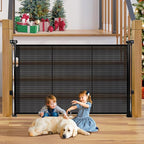 42" Extra Tall Retractable Baby Gates Dog Gate for Stairs, 55" Wide Mesh Baby Gate Pet Gate with Support Rods for The House, Child Safety Gates for Doorways, Hallways, Deck, Porch, Indoor, Outdoor