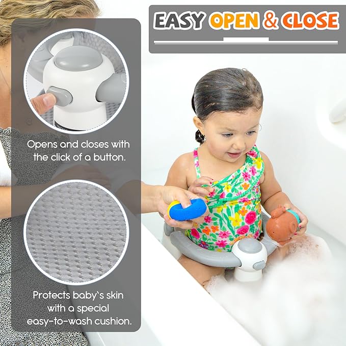 Baby Bath Seat for Babies 6 Months & up,3 Baby Bath Toys, Non-Slip Baby Bath Seat, Safe & Comfortable Baby Bath Support, Pink