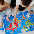 Jumbo Floor Puzzle for Kids,World Map Jigsaw Geography Puzzles,48 Piece Globe Atlas Puzzle with Continents,United States Puzzle for Ages 3-5,Preschool Learning Toys Gift for 4-8 Years Old