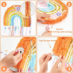 WERNNSAI Foldable Rainbow Pinata - Rainbow Pull String Pinata with Blindfold and Bat for Bundle Piñata Boho Theme Birthday Baby Shower Party Decoration Carnival Party Games Supplies 16.4" x 12.3"