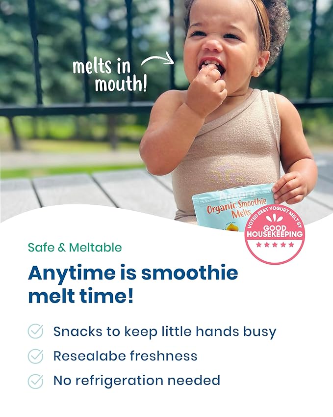 Amara Smoothie Melts - Mixed Red Berries - Baby Snacks Made With Fruits and Vegetables - Healthy Toddler Snacks For Your Kids Lunch Box - Organic Plant Based Yogurt Melts - 6 Resealable Bags