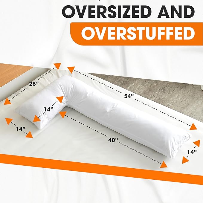 Cheer Collection L Shaped Pillow - Pregnancy Body Pillow - Maternity Pillow for Pregnant Women - Snuggle Pillow for Adults - Body Pillow for Side Sleeper - J Pillow Full Body Support for Side Sleeping