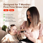PPSU Weighted Straw Cup with Handles Toddlers Transition Bottles to Sippy Cups No Spill Learner Milk Water Baby Bottle Soft Silicone Spout Dishwasher Safe BPA Free 6+ Months 10oz/300mL 2 Pack