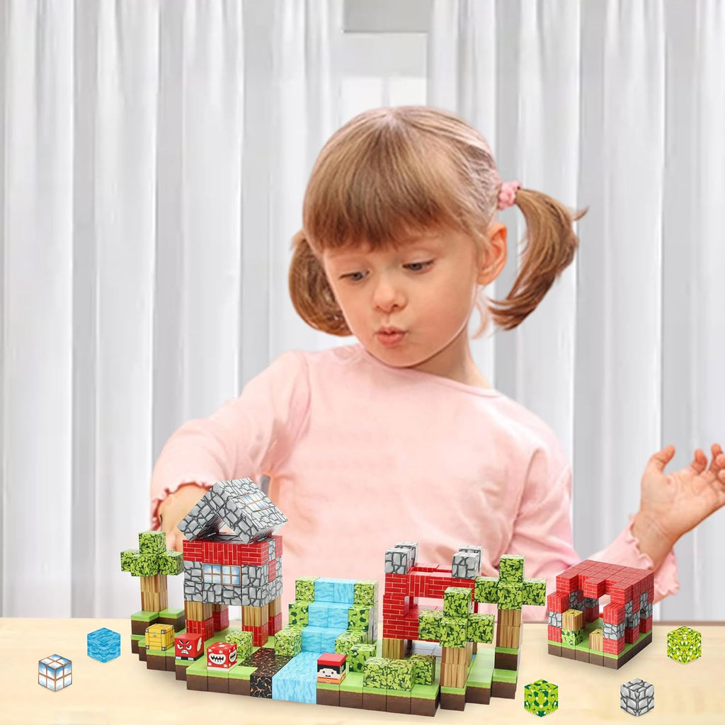 176 PCS Magnetic Blocks for Kids Ages 4-8, STEM Building Toys for 3+ Year Old Boys Girls, Magnetic Tiles Stacking Blocks Educational Preschool Toys Birthday Gifts