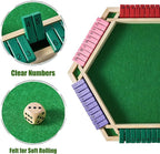 Vamslove Shut The Box Game for 6 Player with 12+4 Dice - Colorful 6 Sided Wooden Board Math Number Games for Kids Adults Families Party Club (Instructions Included)