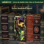Book Nook Kit, 3D Wooden Puzzle Dollhouse Booknook, Gifts for Family, Lover (Down The Rabbit-Hole Alice in Wonderland)