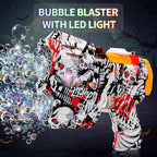 2 Pack Bubble Guns for Kids, Rechargeable LED Light Up Graffiti Bubbles Machine Blower with 2 Bottles Refill Solution for Kids 4-8, Bubble Makers Blaster for Toddlers