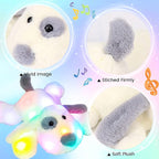 Hopearl LED Musical Stuffed Puppy Lighting Up Singing Plush Dog Adjustable Volume Lullaby Animated Soothe Birthday Festival for Kids Toddler Girls, White, 14''