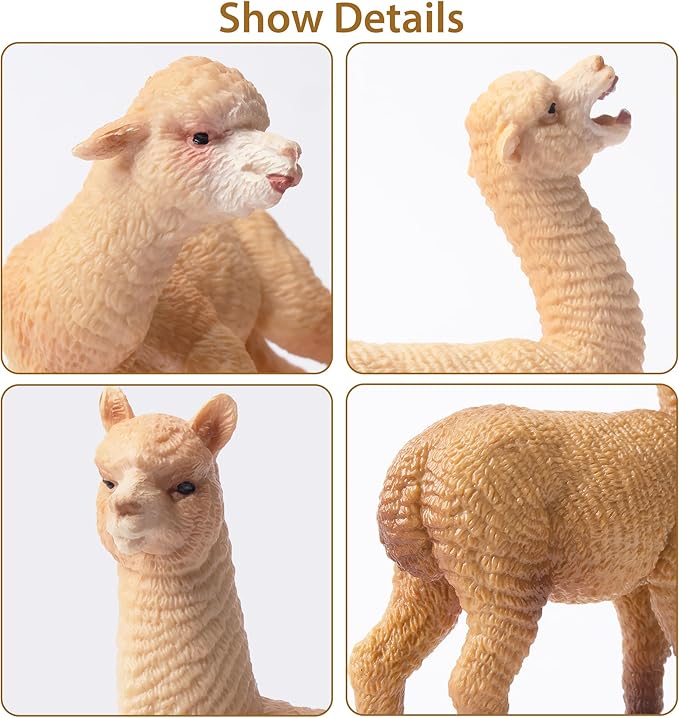 Toymany 8PCS Realistic Alpaca Figurines Llama Figures - Plastic Forest Jungle Animal Figurines, Christmas Birthday Toy Gift for Kids Boys Girls