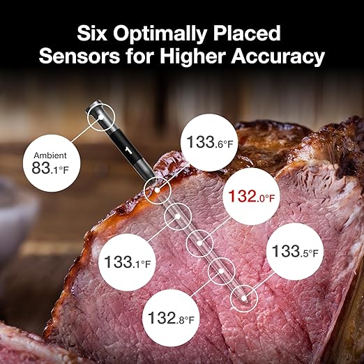 Smart Bluetooth Wireless Meat Thermometer: Standalone Base, WiFi Unlimited Range, 6 Sensors with NIST Certified Accuracy, 2 Probes for Kitchen, BBQ, Grill, Oven, Smoker, Rotisserie