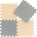 qqpp EVA Rubber 18 Tiles Interlocking Puzzle Foam Floor Mats - Baby Play Mat for Playing | Exercise Mat for Home Workout. Beige, Gray. QC-JLb18N