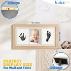 Bubzi Co Baby Handprint Kit & Footprint Photo Frame for Newborn Girls and Boys, Unique Baby Shower Gifts Set for Registry, Memorable Keepsake Decorations for Room Wall or Nursery Decor (Natural Wood)