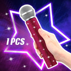 Sanwuta Fake Microphone Prop Sparkly Bling Rhinestones Plastic Play Microphone Pretend Glitter Bedazzled Mic for Cosplay Party Costume(Dark Pink)