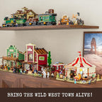 Travelling Circus Lighting Building-Bricks Set - The Wild West Show 1962 Pcs Collection Display Set for Adults and West Lovers