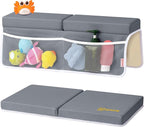 Bath Kneeler and Elbow Rest Pad Set - Comfortable 1.5” Thick Baby Bath Kneeler Pads with Toys Organizer, Non-Slip Knee Arm Support Bathtub Mat, Quick-Drying Kneeling Pad for Baby Bath Time