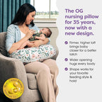 Boppy Nursing Pillow - Ergonomic Bottle & Breastfeeding Pillow with High, Firm, Large Area, Water-Repellent Cushion with Washable Cover; Baby Safety Alliance Verified - Pink Garden Flowers