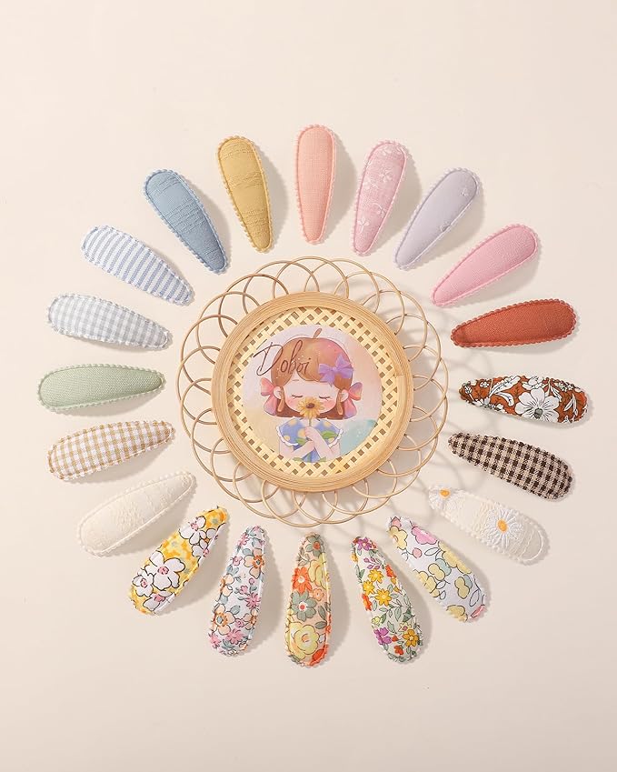 40 Pcs 2.2 In Baby Hair Clips for Girls Handmade Floral Print Snap Toddler Hair Accessories for Girls Baby Toddlers Kids Teens