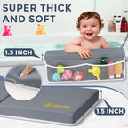 Bath Kneeler and Elbow Rest Pad Set - Comfortable 1.5” Thick Baby Bath Kneeler Pads with Toys Organizer, Non-Slip Knee Arm Support Bathtub Mat, Quick-Drying Kneeling Pad for Baby Bath Time
