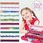 Friendship Bracelet Making Kit with Storage Box,DIY String Bracelet Arts and Craft for Girls Aged 8-12,Kids' Travel Activity Toy Set,Easter Birthday Gifts for Ages 6 7 8 9 10 11 12 Year Old Red