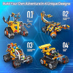 Robot Building Kit for Kids and Adults, 4-in-1 Rechargeable RC Robotics Kit with Remote & App Control, STEM Coding Toys & Science Projects, Birthday Gifts for Boys Ages 8-12+ (588 Pcs)